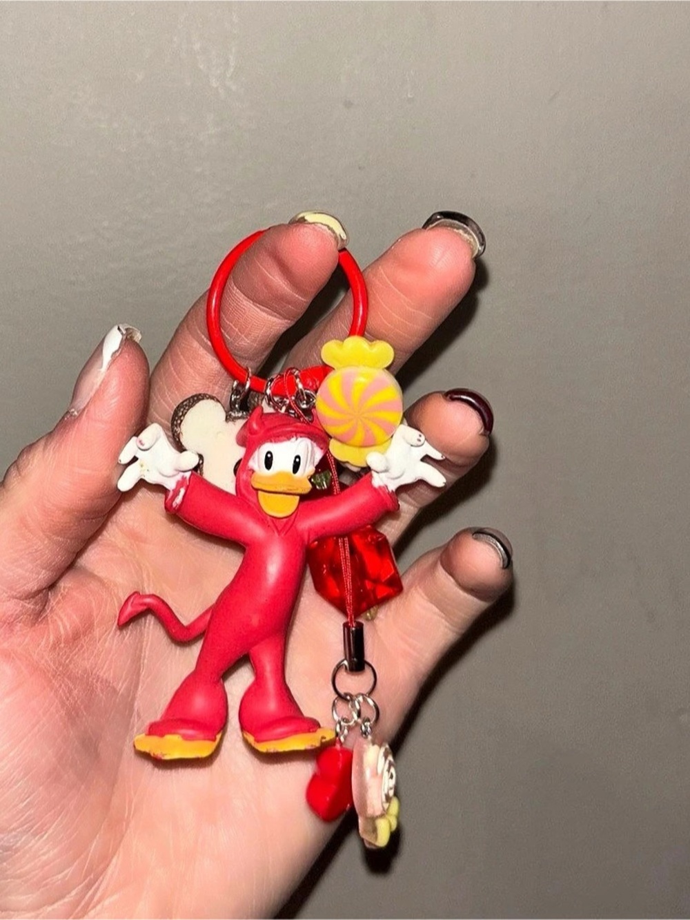 Disney Donald Duck Devil Costume Bag Charm Keychain Red Character Charm Keychain